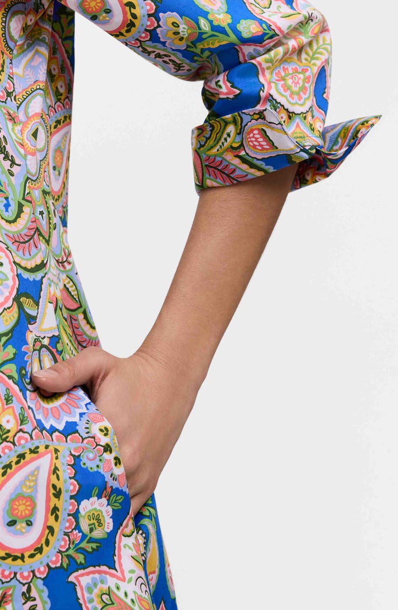 Foxcroft Tammy Paisley Print Shirtdress, Alternate, color, Blue/ Multi