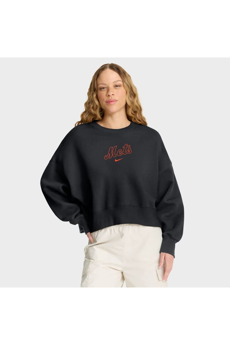 Women's Nike Black New York Mets Oversized Primetime Sweatshirt, Main, color, Black