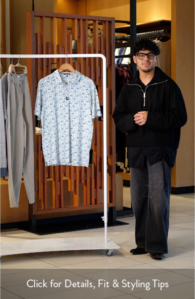 Pixelated Pars Golf Print Performance Golf Polo, sales video thumbnail