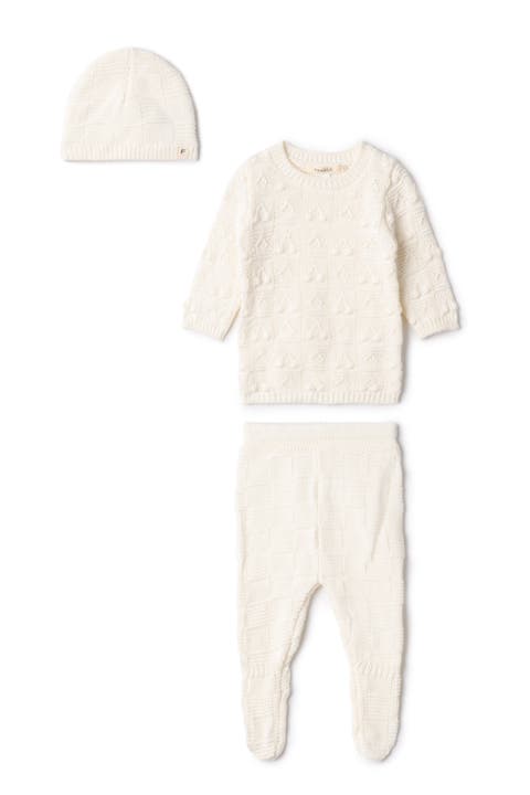 Embossed Cherry Long Sleeve Top, Leggings and Hat Set (Baby)