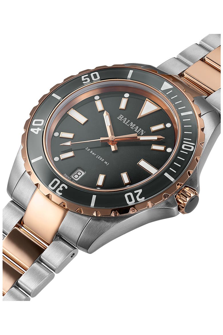Ophrys Bracelet Watch, 42.5mm, Alternate, color, BLACK/ TWO TONE