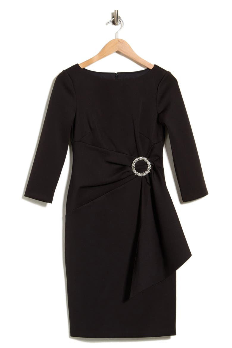 Sashed Sheath Dress, Alternate, color, BLACK