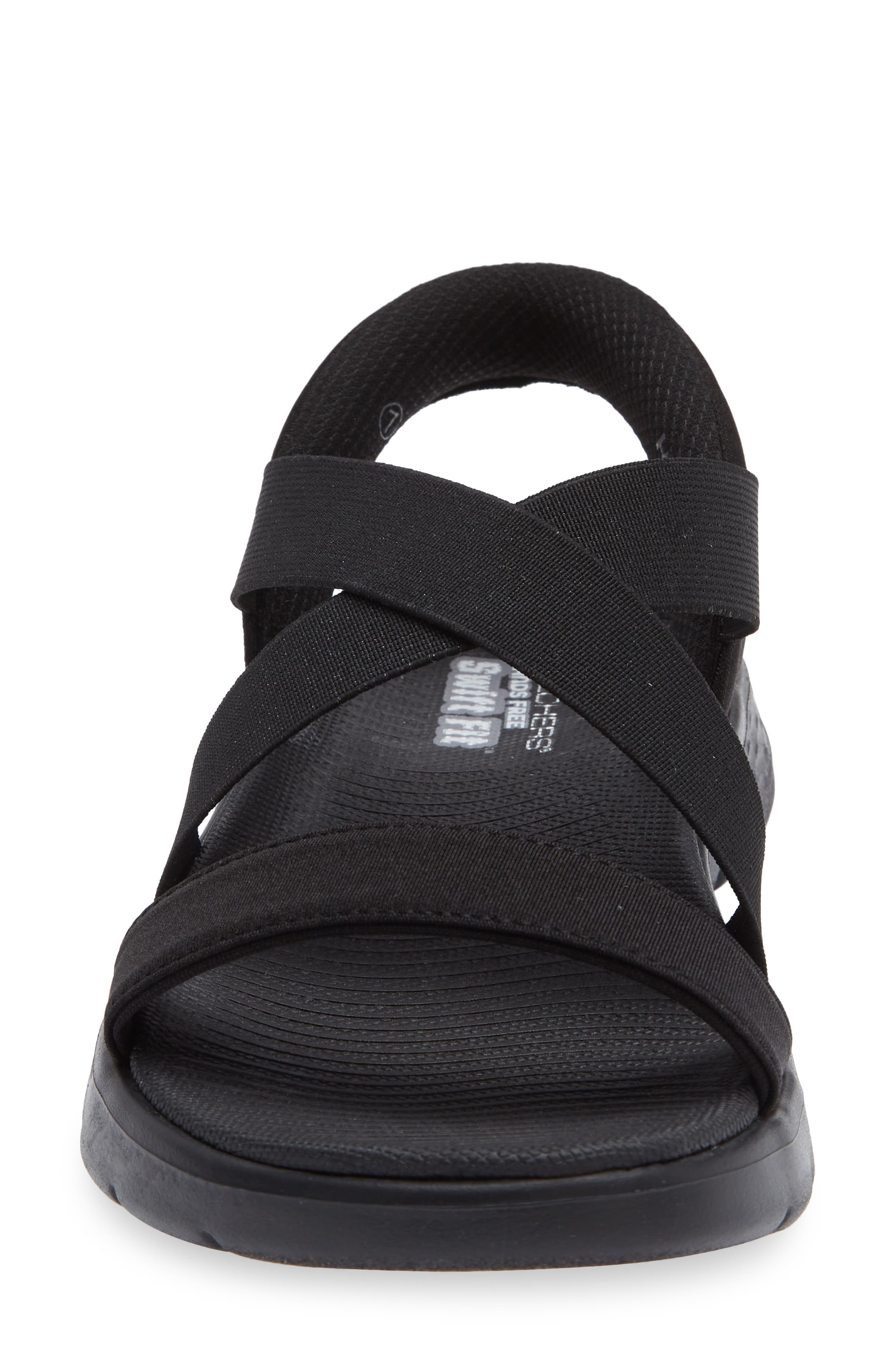 SKECHERS <p>Swift-Fit Go Walk Flex Glimmer Up Sandal (Women)</p>, Alternate, color, Black