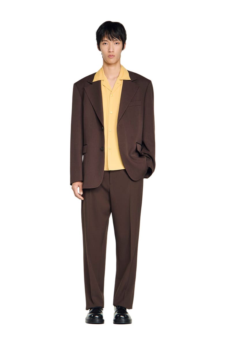 SANDRO Oversized wool jacket, Alternate, color, Chocolate