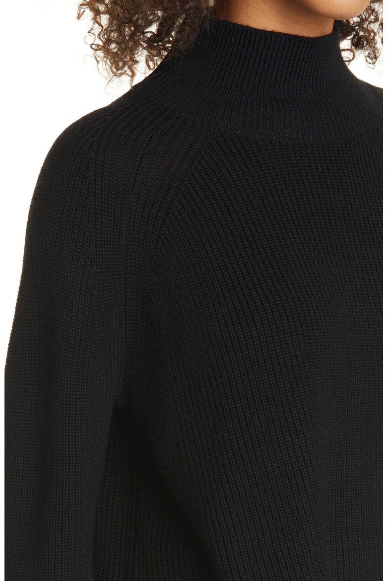 Merino Wool Crop Turtleneck Sweater, Alternate, color, BLACK