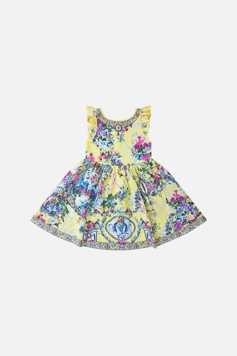 Kids Jersey And Woven Mini Dress W Frill, Alternate, color, Chinoiserie Child