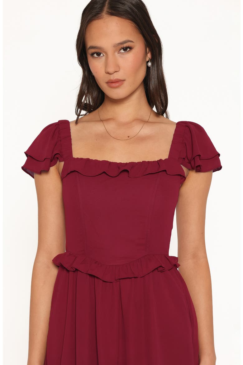 Delavine Ruffled Maxi Dress, Alternate, color, BURGUNDY