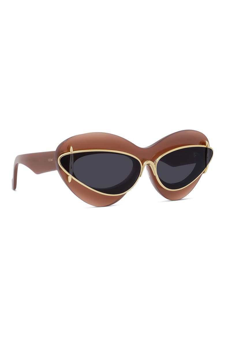 Double Frame 67mm Oversize Cat Eye Sunglasses, Alternate, color, MILKY BORDEAUX / SMOKE