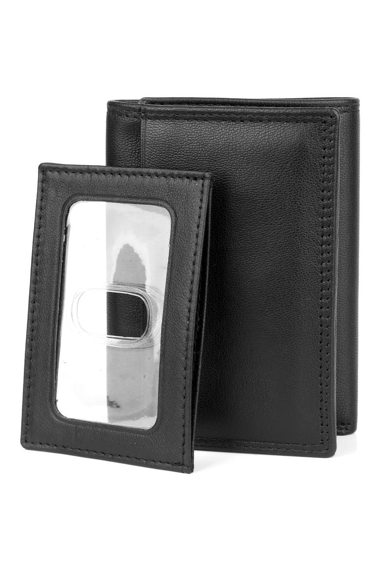 Emblem I.D. RFID Three-Fold Wallet, Alternate, color, BLACK
