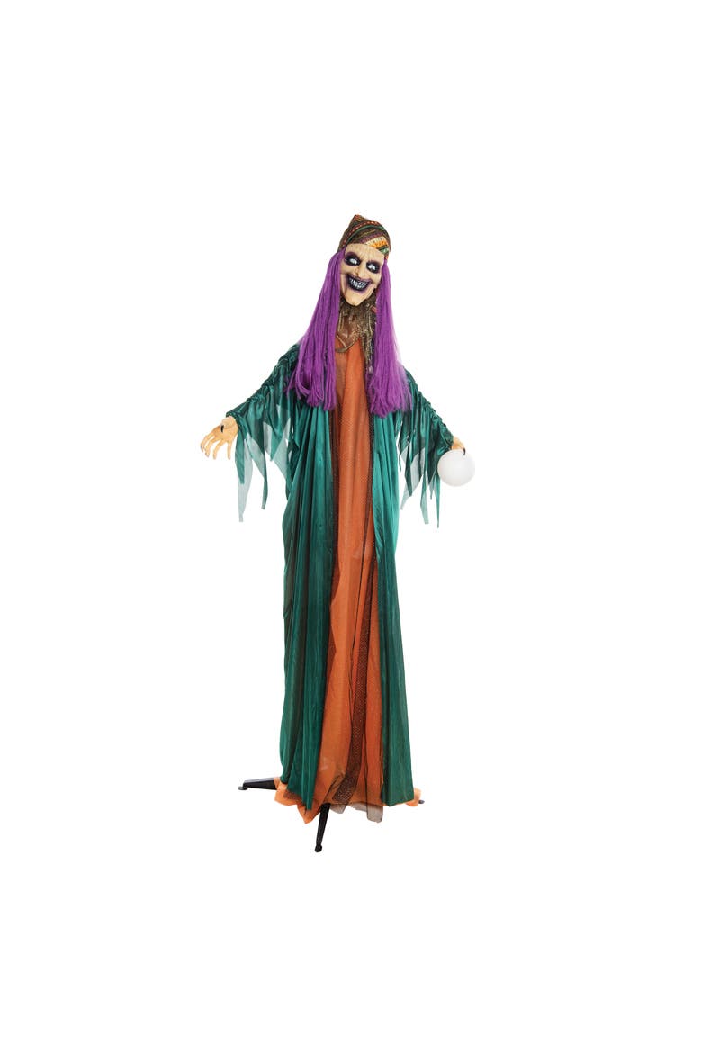 Animated Standing Halloween Fortune Teller Figurine 72", Main, color, Green