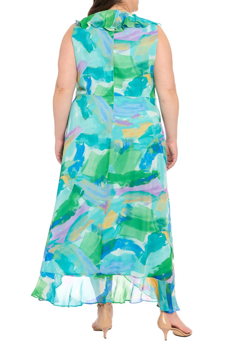 Ruffle Faux Wrap Maxi Dress, Alternate, color, SOFT WHITE/ AQUA