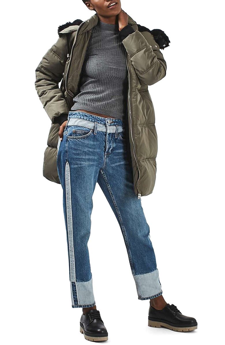 Topshop Textured Stripe Mock Neck Sweater, Alternate, color, 