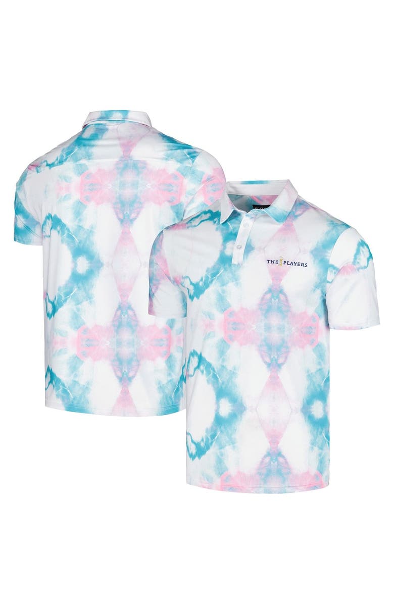 FLOMOTION Men's Flomotion White THE PLAYERS Cotton Candy Tie-Dye Polo, Main, color, 