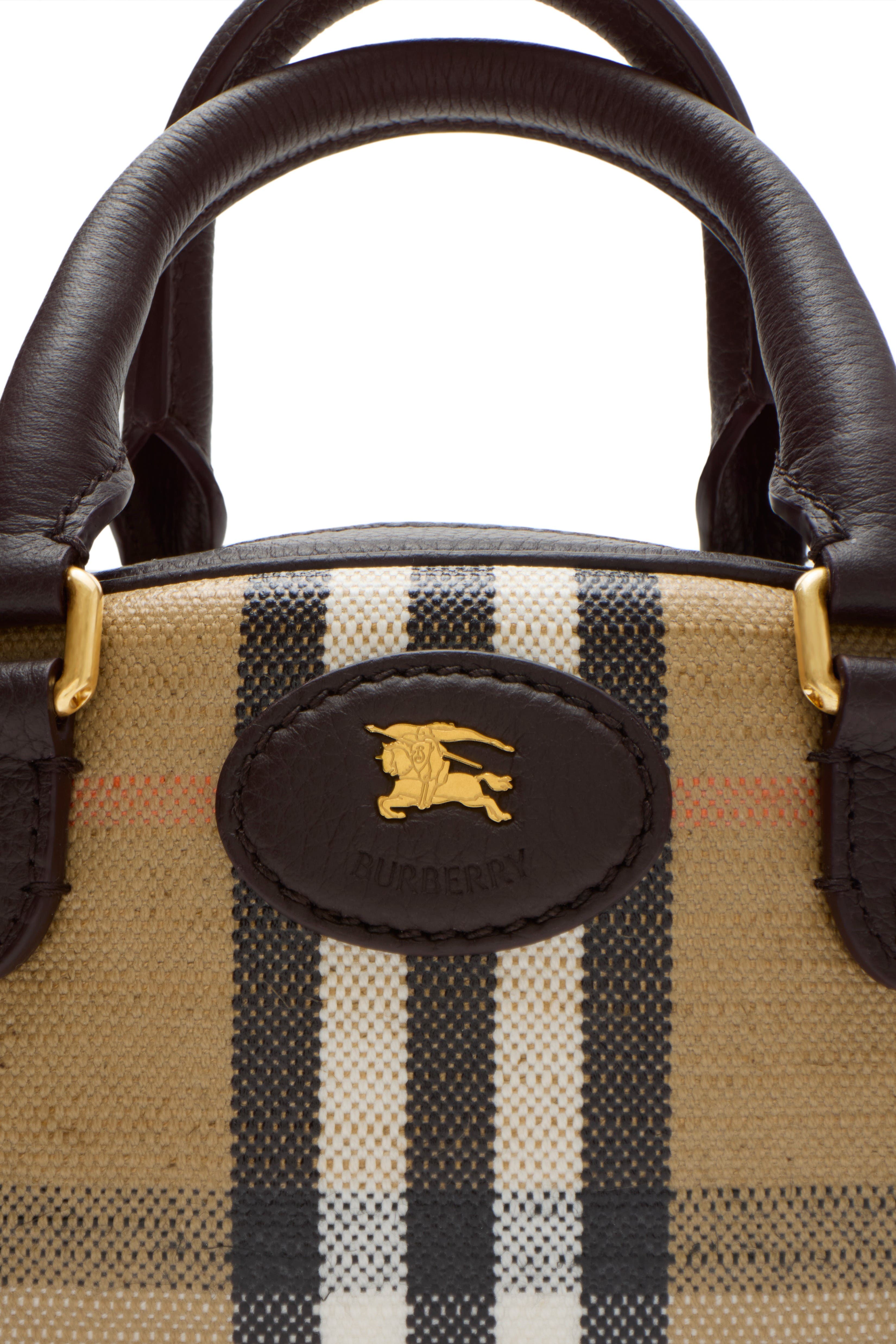 Burberry Mini Highlands Bowling Bag, Alternate, color, Sand Beige