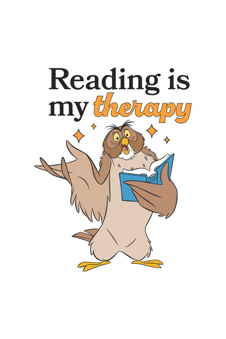 Men's Owl Reading Is My Therapy Short Sleeve T-Shirt, Alternate, color, White