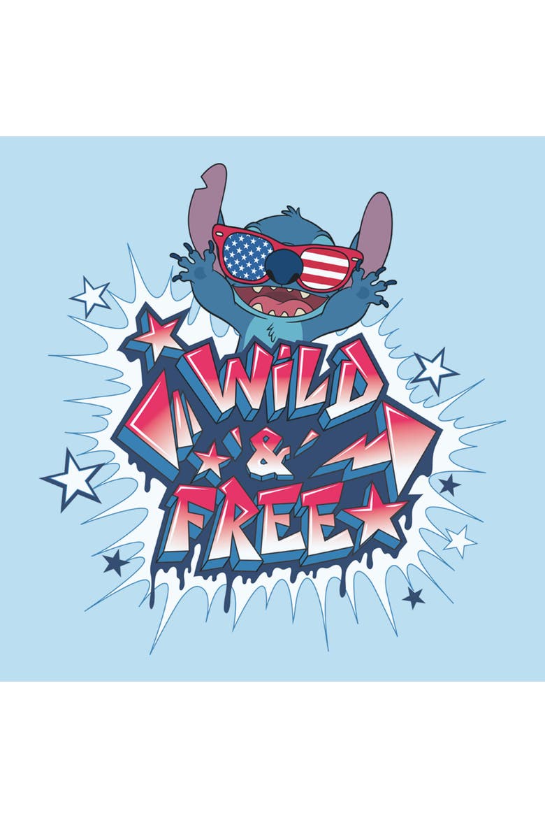 Men's Lilo & Stitch Troublemaker Wild and Free  Graphic T-Shirt, Alternate, color, Light Blue