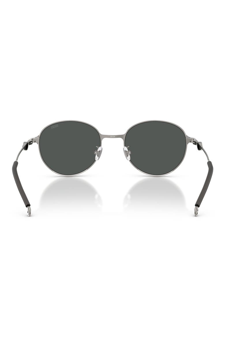 52mm Round Sunglasses, Alternate, color, SHINY GUN METAL / DARK GREY
