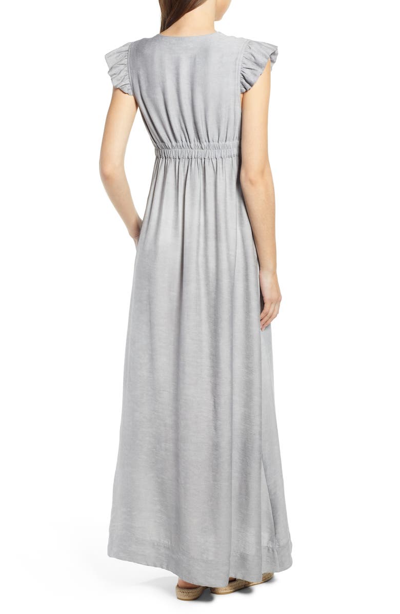 THE ODELLS Flutter Sleeve Maxi Dress, Alternate, color,