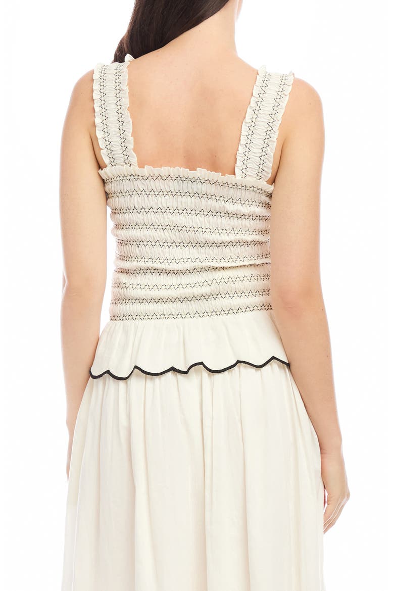 Elliot Smocked Cotton Peplum Camisole, Alternate, color, CREAM