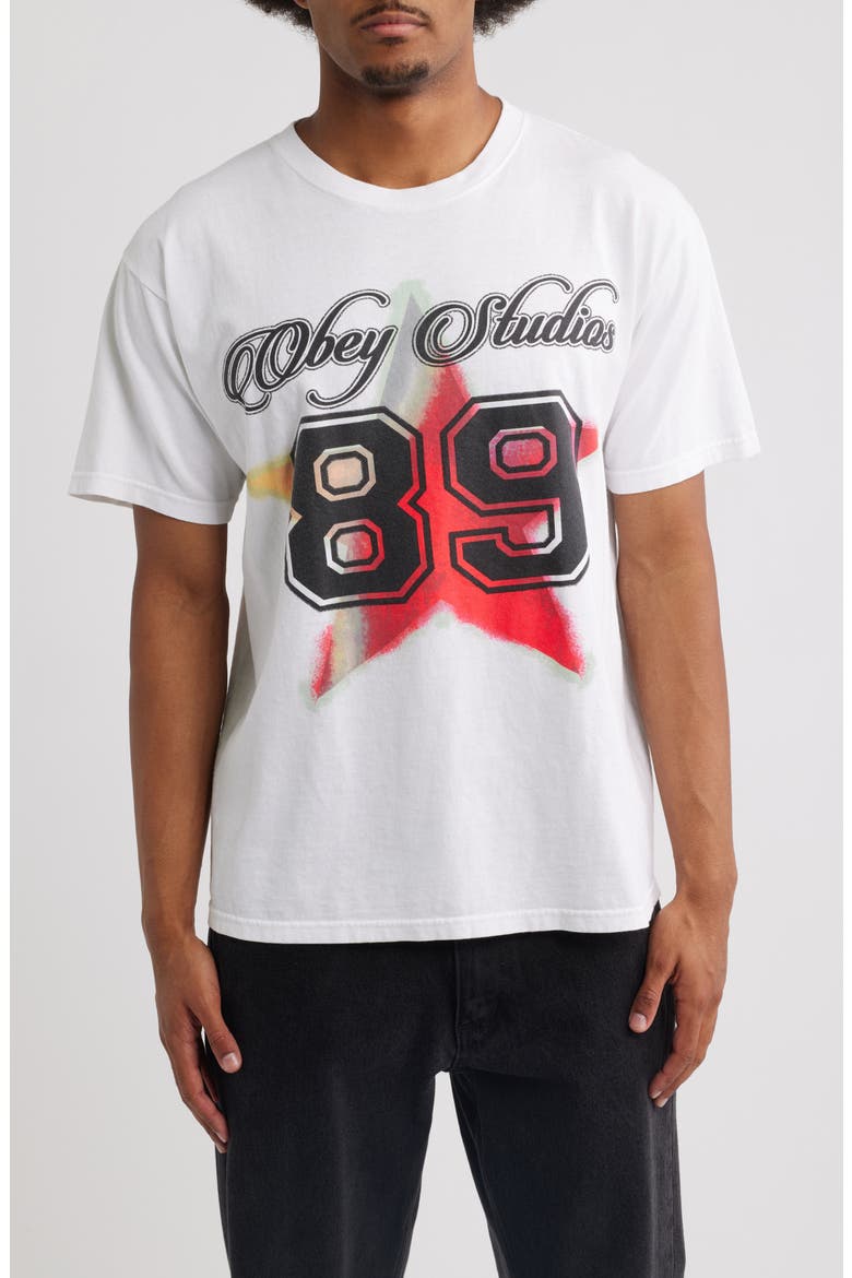 Varsity Star Graphic T-shirt, Main, color, WHITE