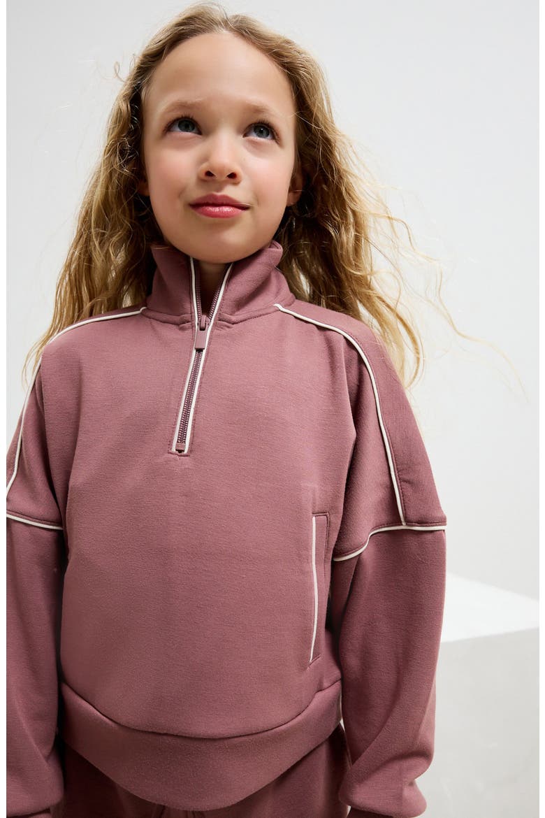 Kids' Half Zip Sweatshirt & Wide Leg Sweatpants Set, Alternate, color, PINK