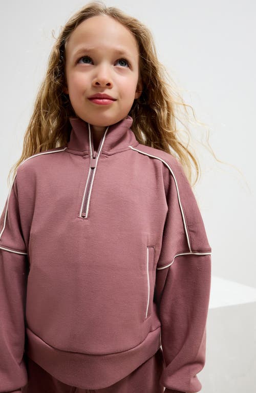 Next Kids' Half Zip Sweatshirt & Wide Leg Sweatpants Set In Pink