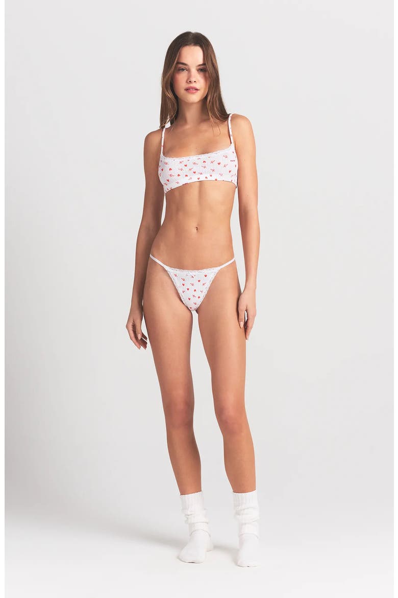 Lightweight Stretch Cotton Pointelle Bralette, Alternate, color, SNOW ARROWED HEARTS