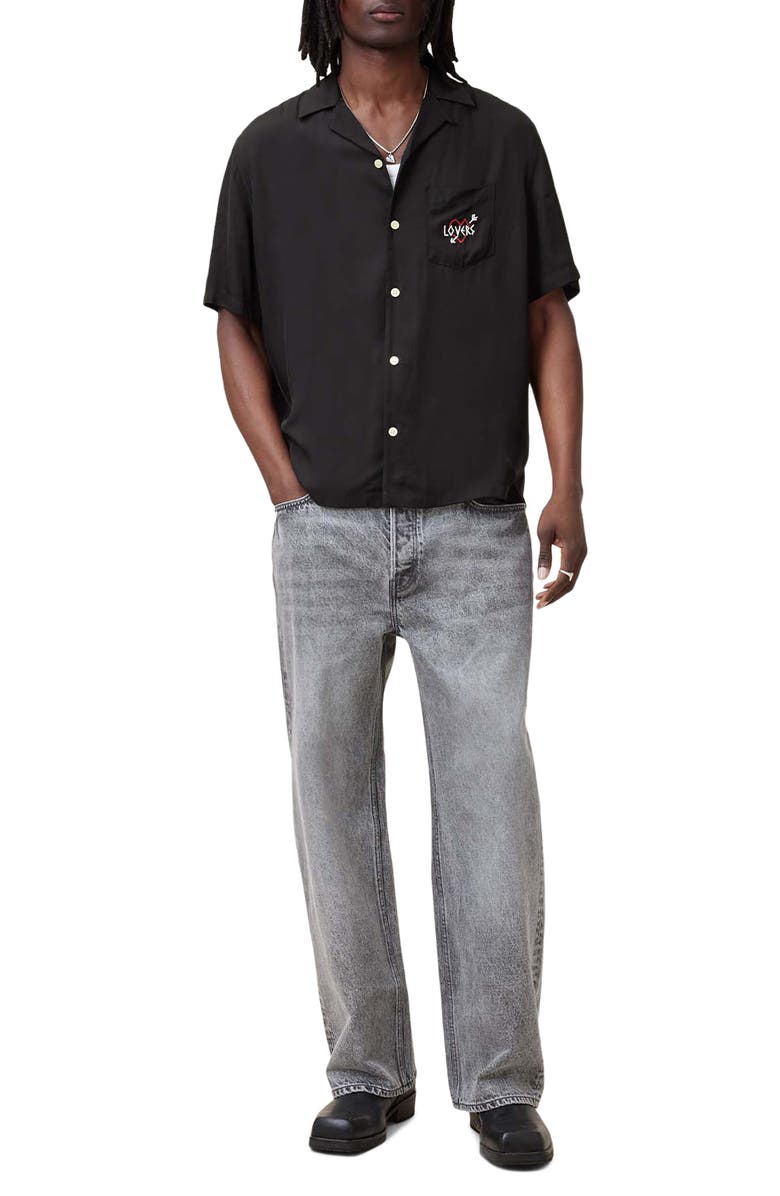 AllSaints Lovers Short Sleeve Camp Shirt, Alternate, color, 