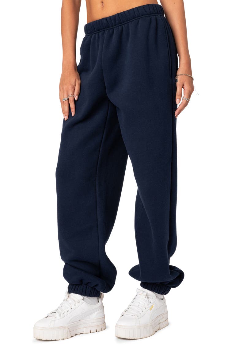 Clark Oversize Cotton Blend Sweatpants, Alternate, color, NAVY