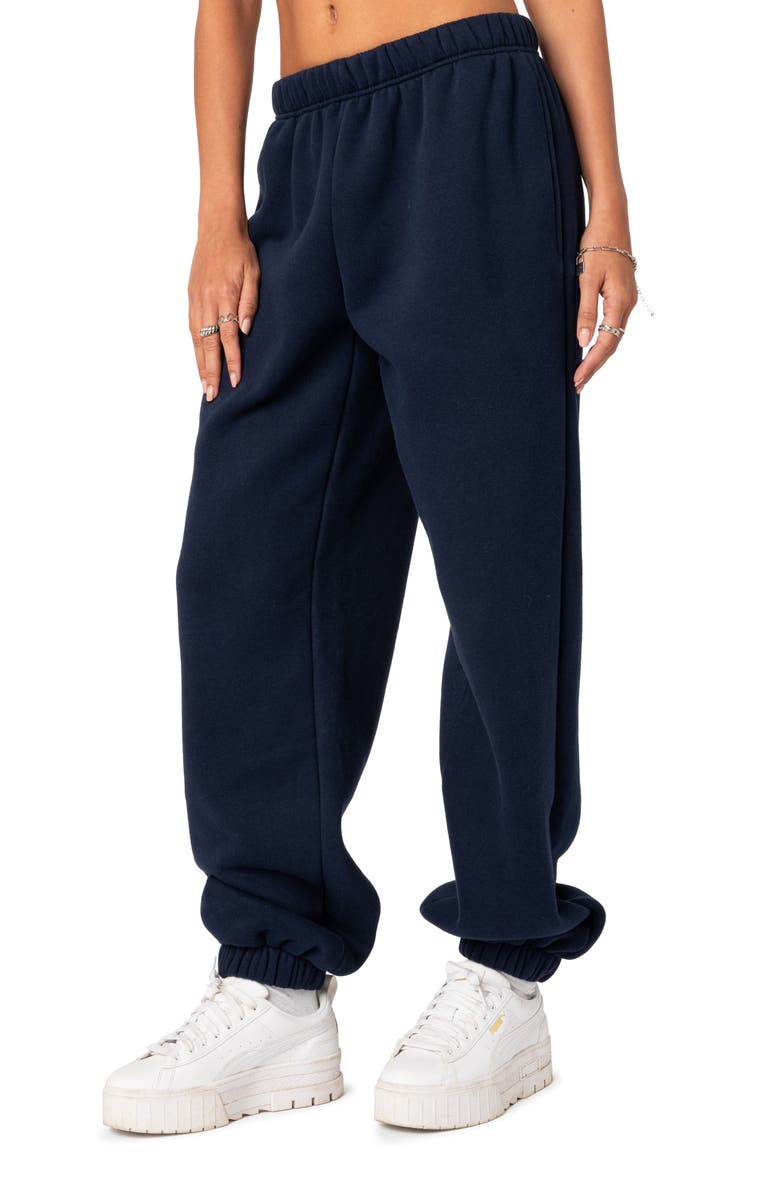 EDIKTED Clark Oversize Cotton Blend Sweatpants, Alternate, color, Navy