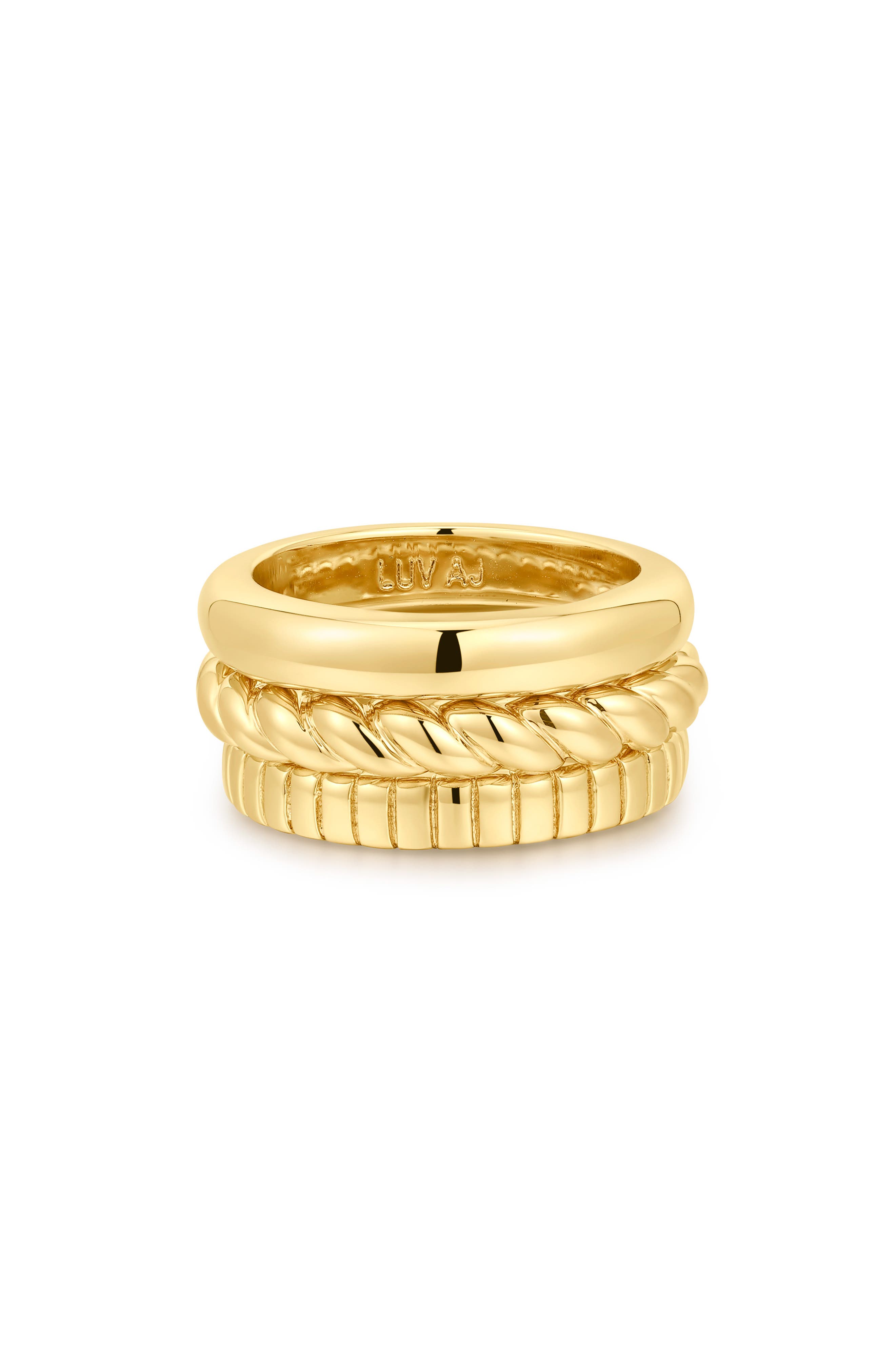 Luv AJ The Kiara Set of 3 Rings in Gold 