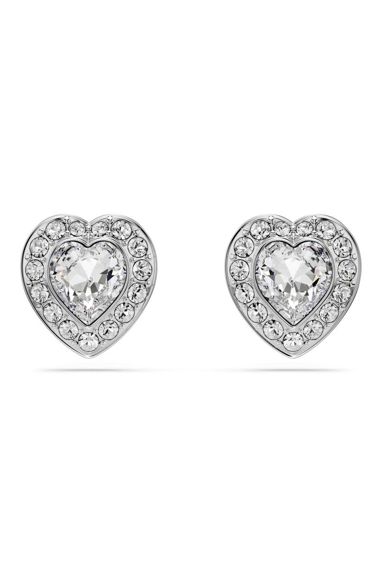 x Ariana Grande Angelic Crystal Heart Halo Stud Earrings, Main, color, WHITE/ SILVER