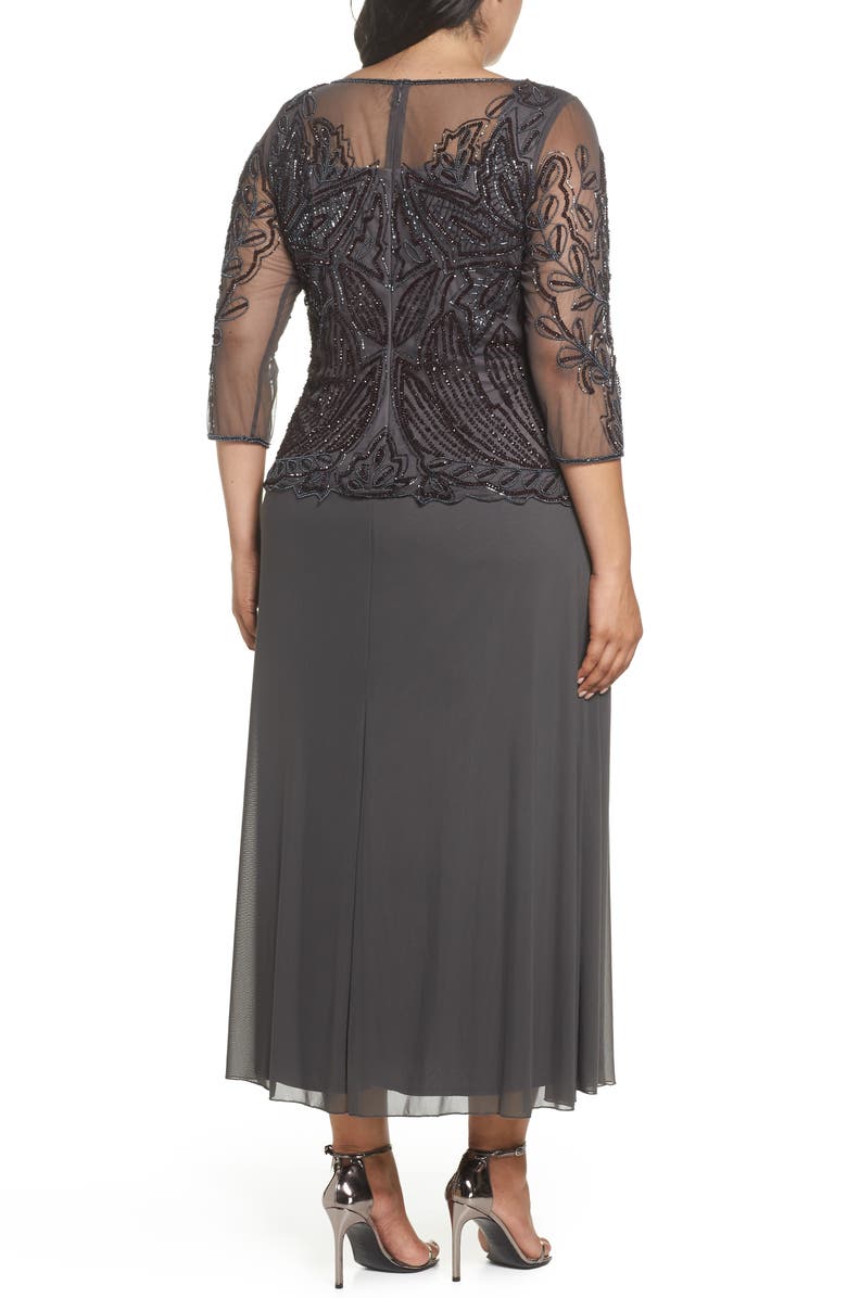 Pisarro Nights Illusion Neck Beaded A-Line Gown, Alternate, color, 