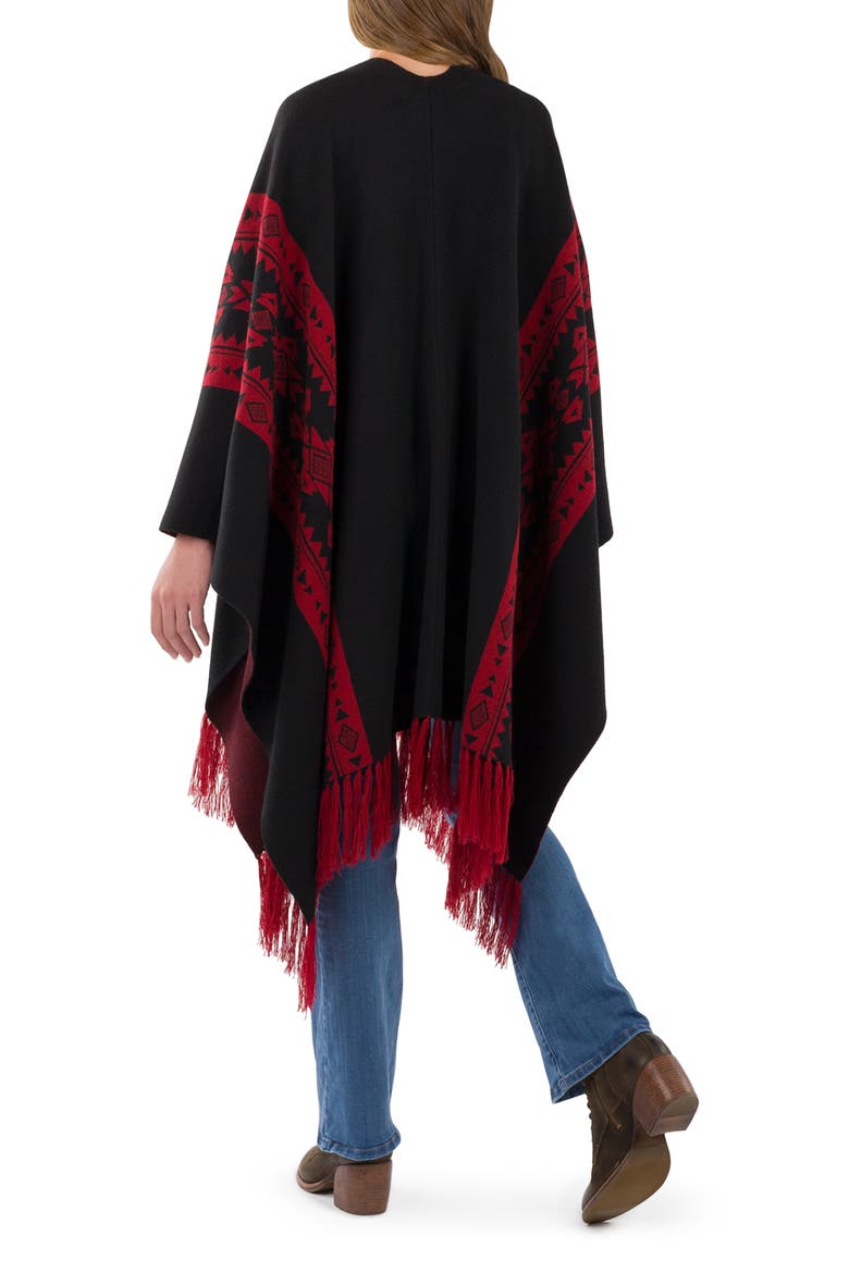 Prarie Fringe Ruana, Alternate, color, BLACK/ RED
