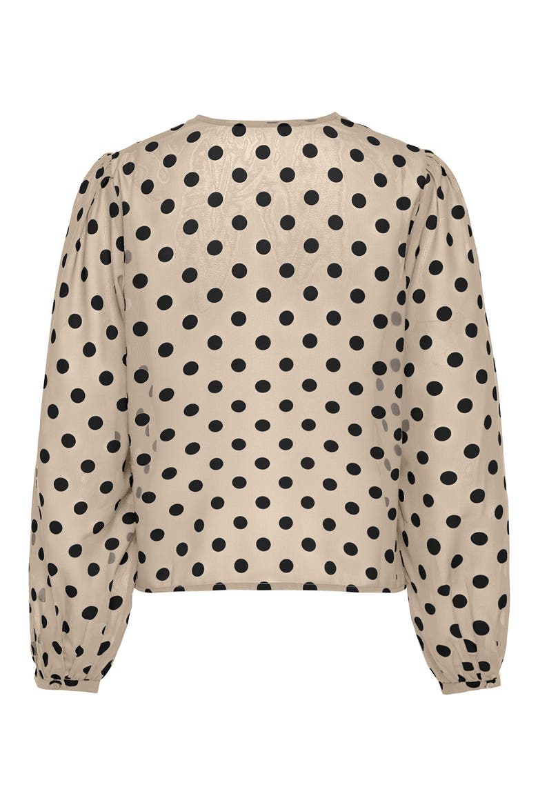 Fedja Polka Dot Long Sleeve Woven Top, Alternate, color, FROSTED ALMOND/ BLACK DOTS