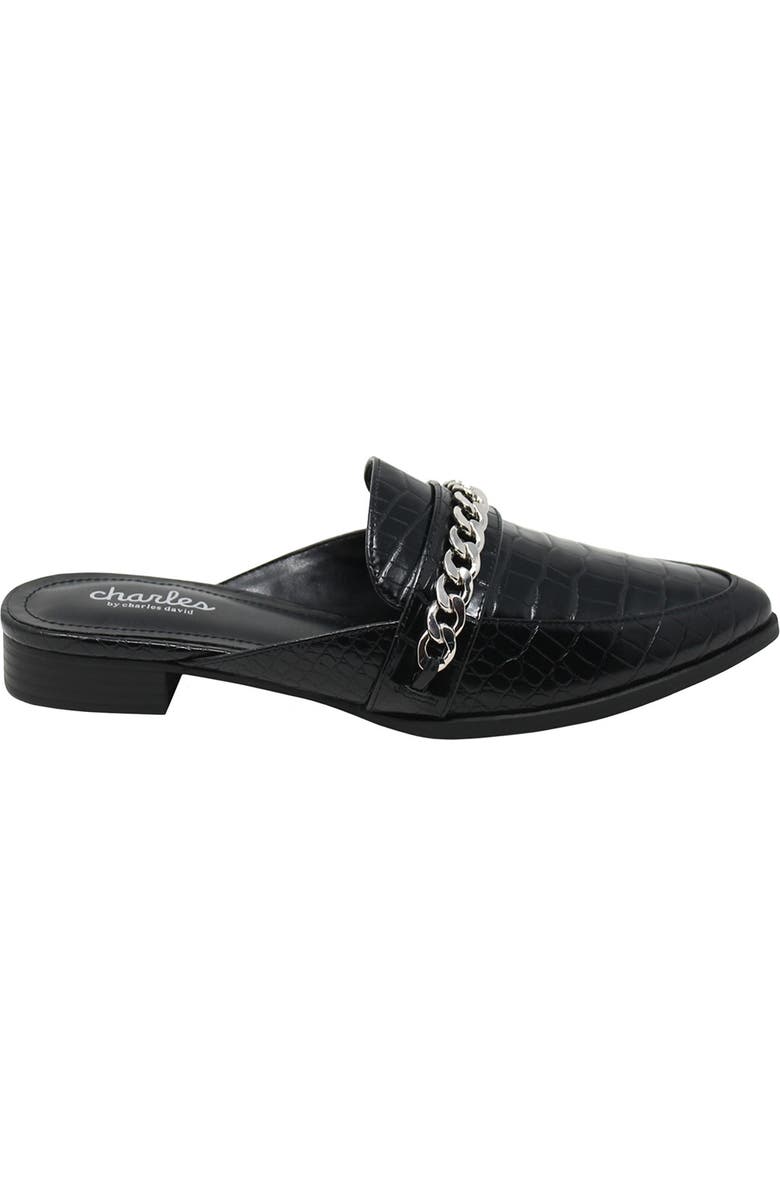 Charles by Charles David Emblem Chain Reptile Embossed Pointed Toe Mule, Alternate, color,