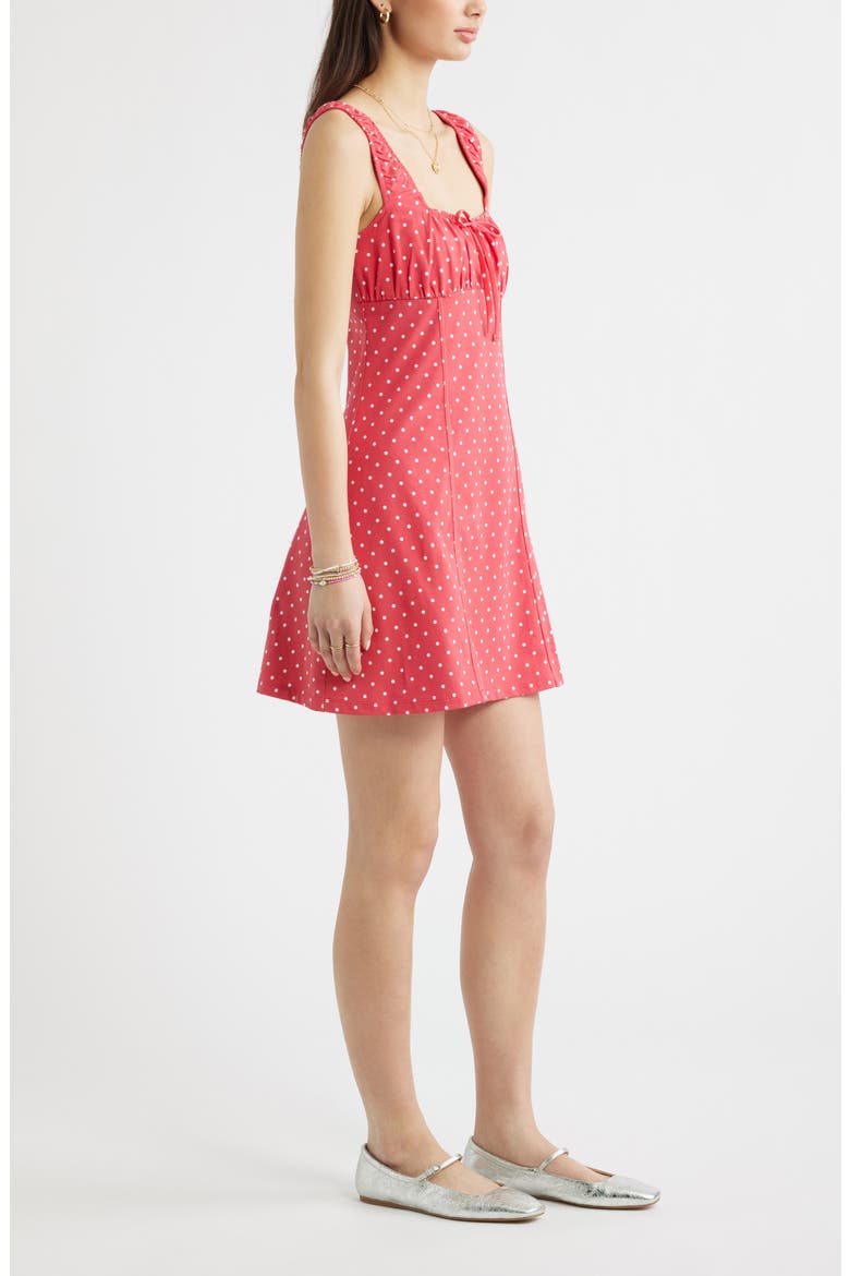 Floral Stretch Cotton Minidress, Alternate, color, RED S- WHITE DOVE DOT