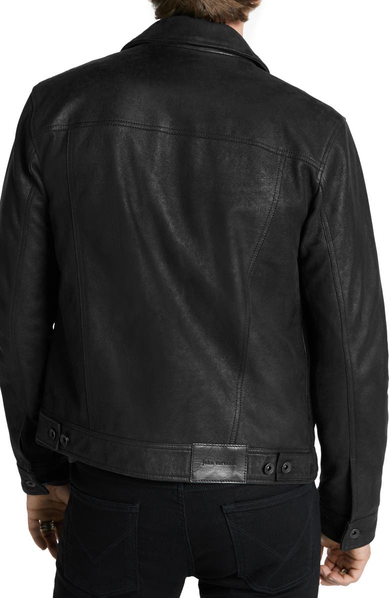 John Varvatos Andrew Sheepskin Leather Trucker Jacket, Alternate, color, Black