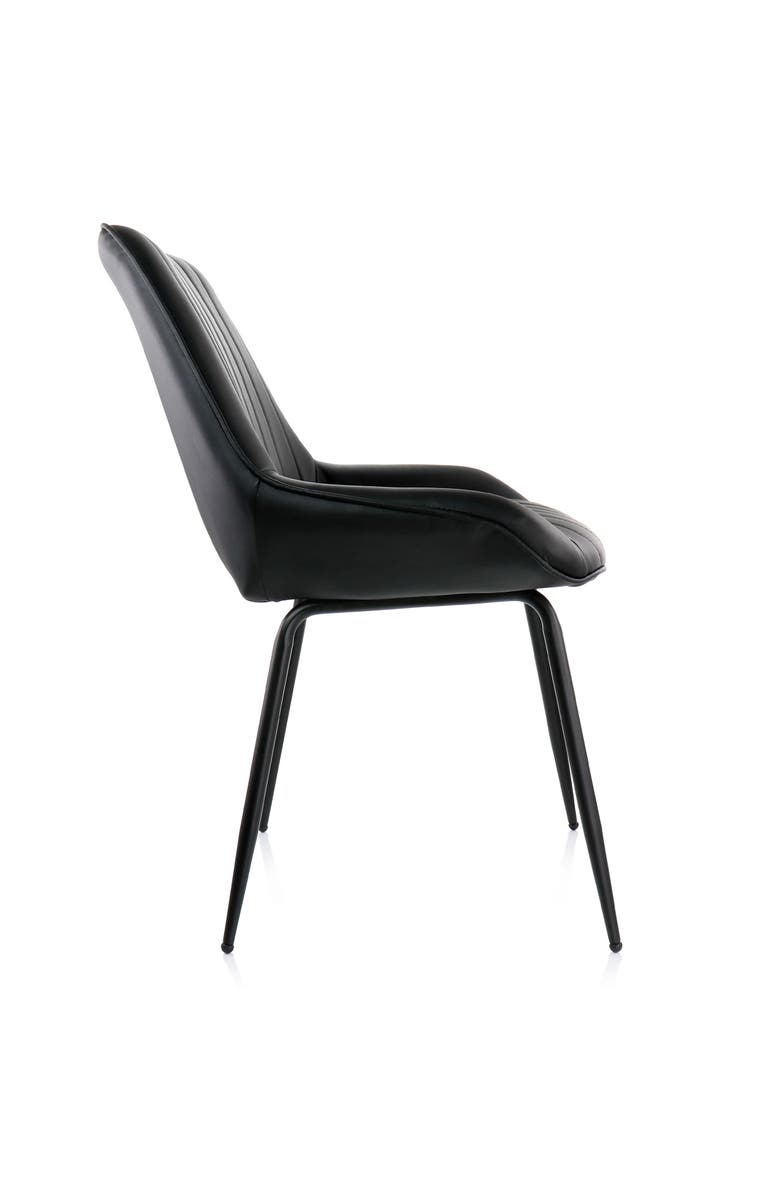 Elama 2 Piece Faux Leather Tufted Chair with Metal Legs, Alternate, color, Black