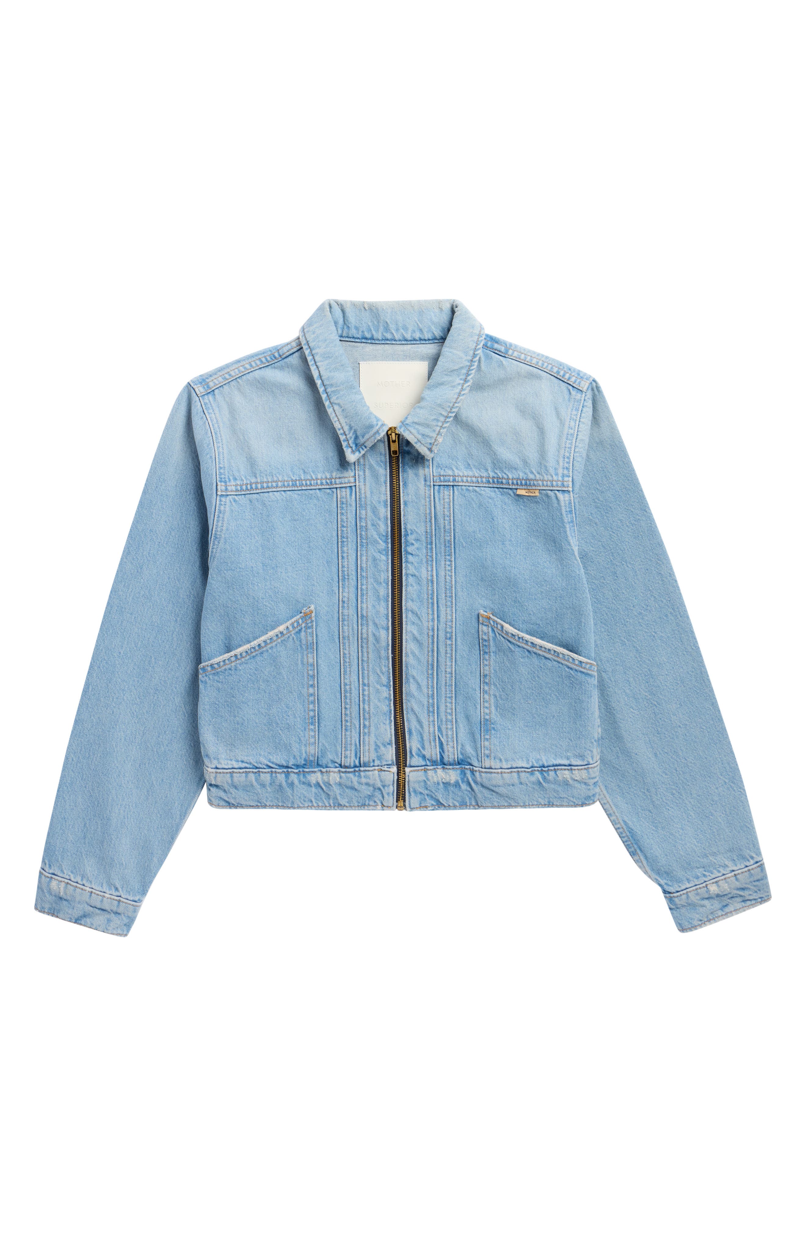 MOTHER The Duo Shorty Zip-Up Denim Jacket