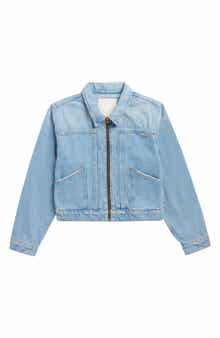 MOTHER The Duo Shorty Zip-Up Denim Jacket