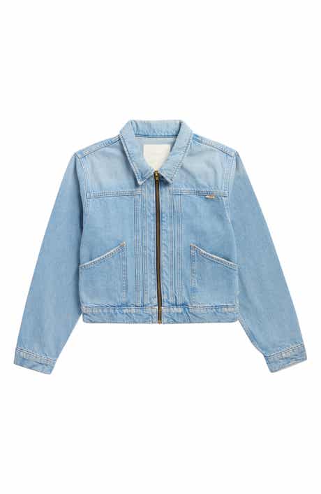 MOTHER The Duo Shorty Zip-Up Denim Jacket
