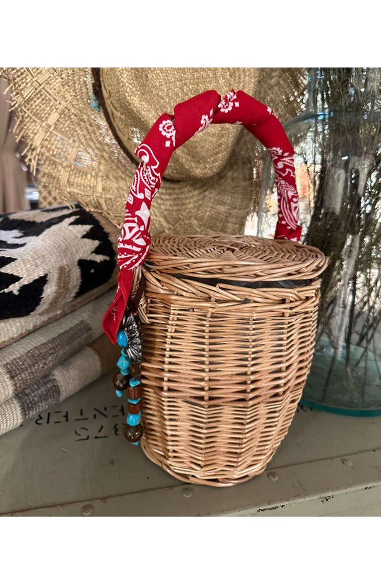 Fortela Wicker Concho Small Handbag, Alternate, color, Red