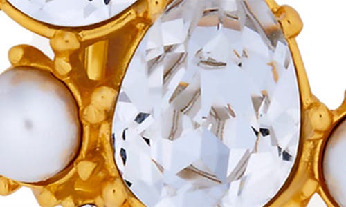 Oscar De La Renta Faceted Crystal Cuff Clip-on Earrings In Gold