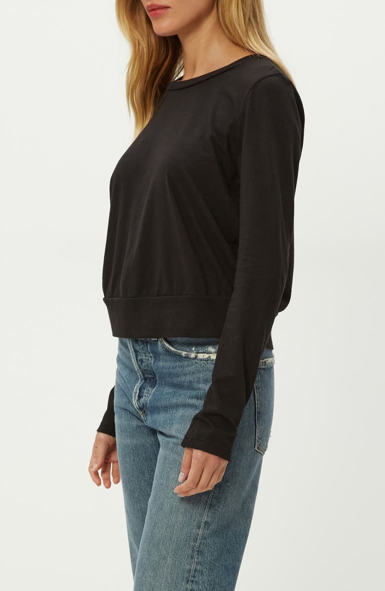 Michael Stars Yuri Long Sleeve Crop Cotton T-Shirt, Alternate, color, Black