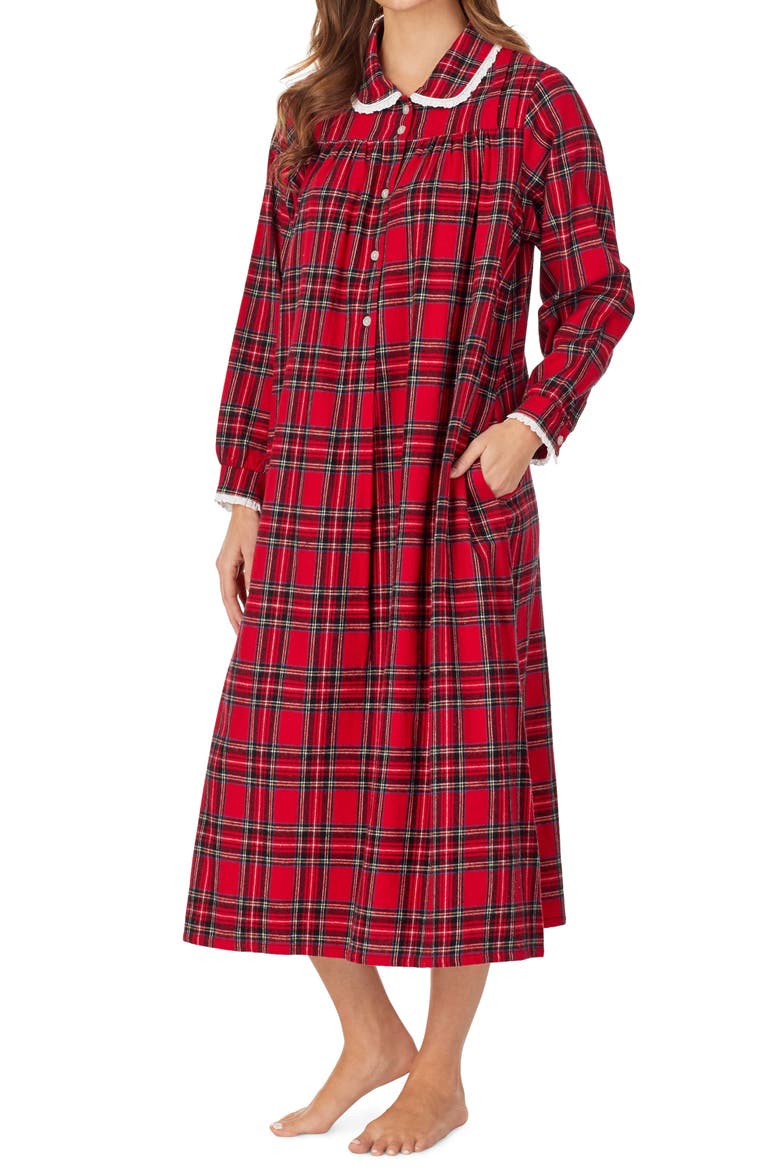 Ballet Cotton Flannel Nightgown, Main, color, REDPLAID