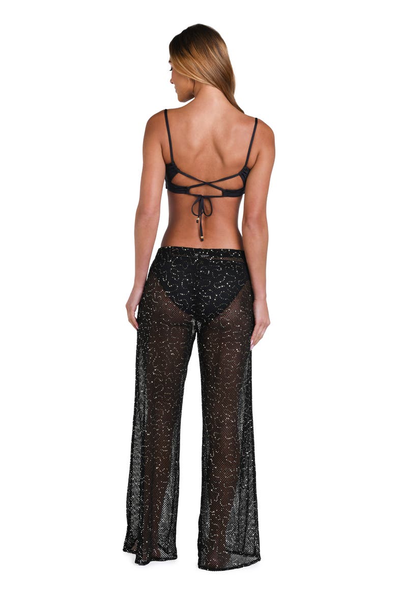 Shine Open Stitch Cover-Up Pants, Alternate, color, BLACK