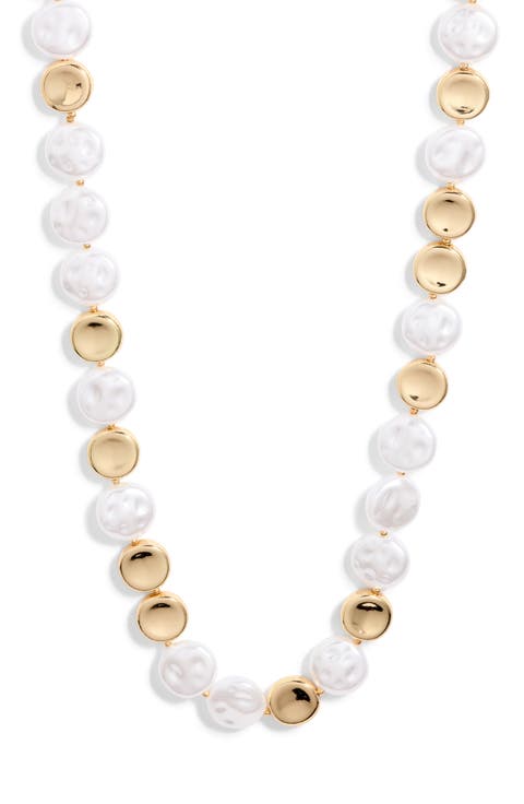 Faux Pearl & Bead Necklace