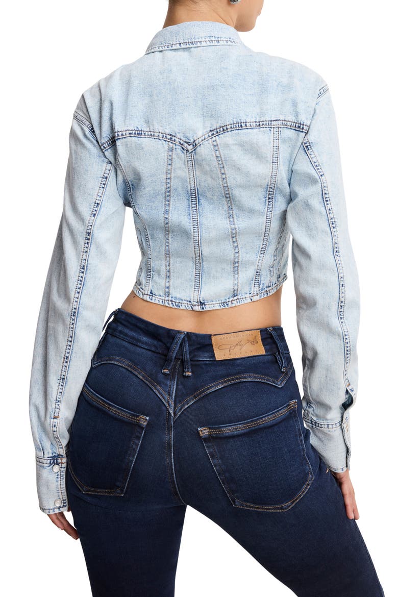 Dolly Denim Corset Shirt, Alternate, color, INDIGO1021