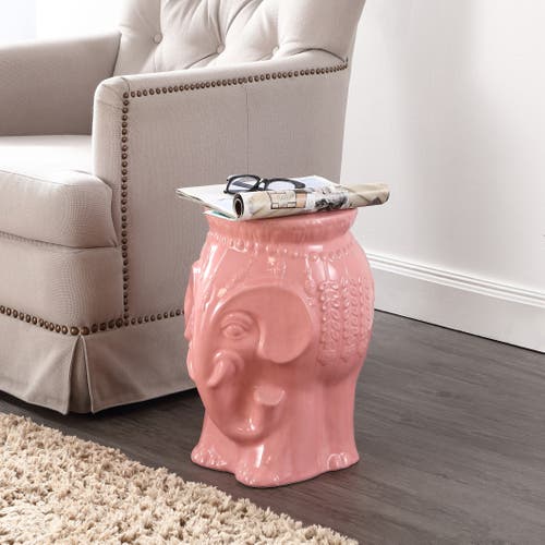 JONATHAN Y JONATHAN Y ORLA 18.5" MODERN BOHEMIAN ELEPHANT CERAMIC GARDEN STOOL